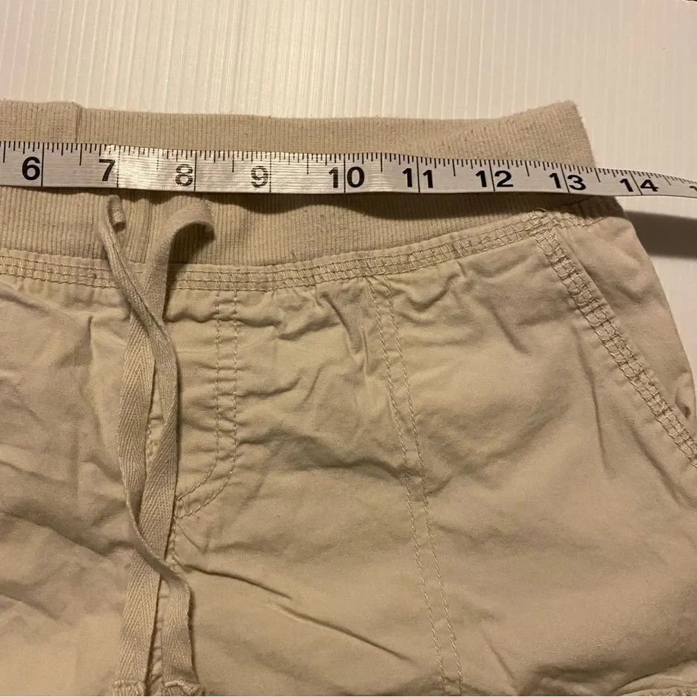 Arizona tan khaki pull on long cargo Bermuda shorts cotton stretch blend girl 14
